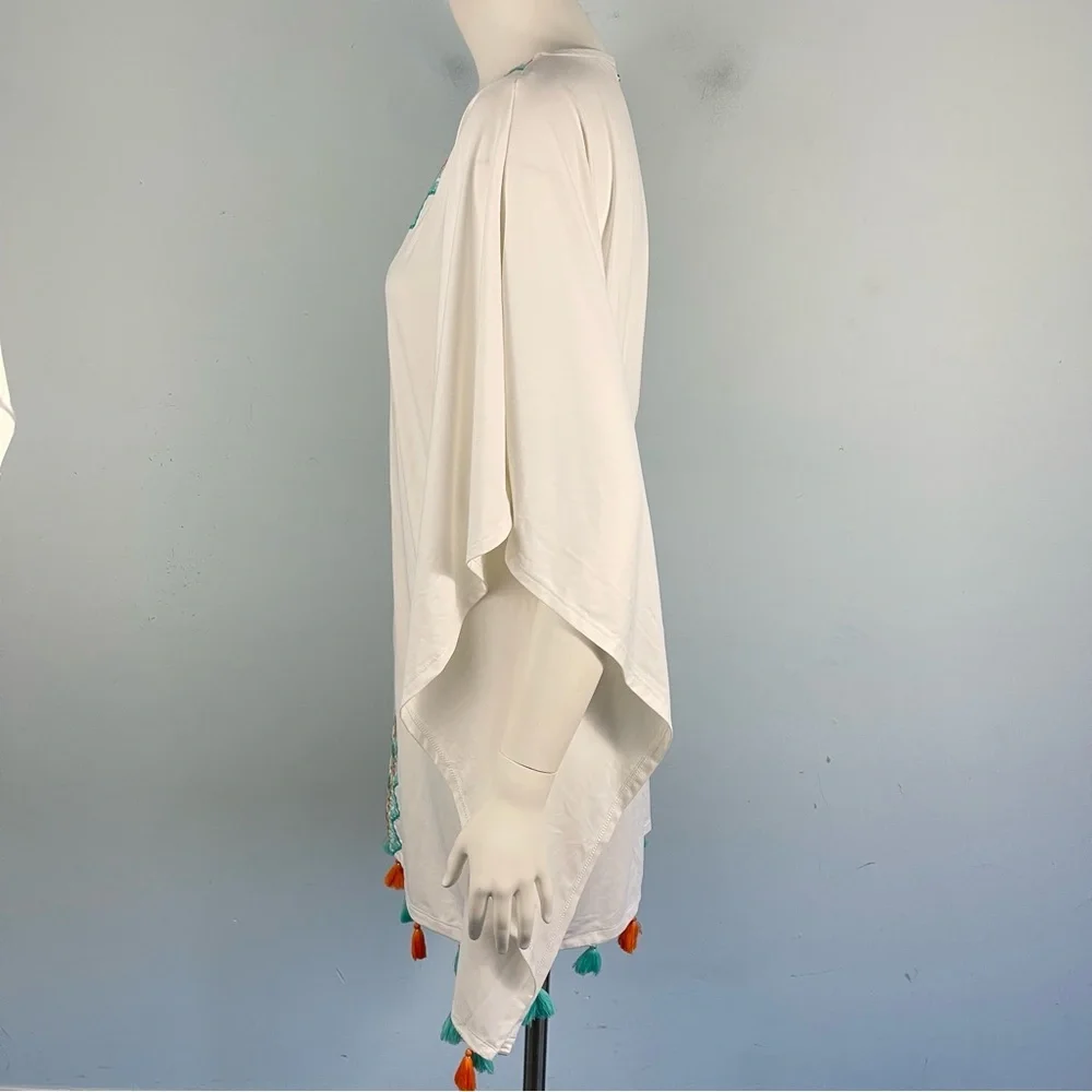 Cabana Life Cayman Kaftan Tunic Swim Cover‎ Up Size S /M White Embroidered
